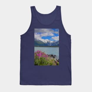 USA. Alaska. Lake with Wildflowers in the Foreground. Tank Top